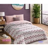 Lila Moon Pudra Renkli Çift Kişilik Desenli Kapitone Pike Yatak Örtüsü Takımı (Pike+2 Yastık Kılıfı) - 200 X 230 cm