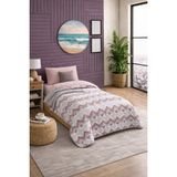 Lila Moon Pudra Renkli Tek Kişilik Desenli Kapitone Pike Yatak Örtüsü Takımı (Pike+Yastık Kılıfı) - 160 X 230