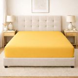 Lila Moon Sarı Renkli Pamuklu Penye Kumaştan Tek/çift Kişilik Fitted Çarşaf - 160 X 200