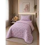 Lila Moon Tek Kişilik Desenli (Lila) Kapitone Pike Yatak Örtüsü Takımı (Pike+Yastık Kılıfı) - 160 x 230