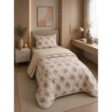 Lila Moon Tek Kişilik Desenli (Turuncu) Kapitone Pike Yatak Örtüsü Takımı (Pike+Yastık Kılıfı) - 160 X 230
