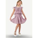 Lila Muslin Dantelli Kız Çocuk Tunik + Etekli Takım