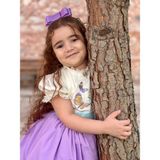 Lila Papatyalı Vintage Kız Bebek Elbise,Doğum günü elbise,fotoğraf çekim elbise,0-12 Yaş Uygun - 9 Ay