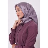 Lila Petek Desen Monogram İpek Eşarp