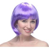 Lila Renk Kısa Model Parti Peruğu - Lila Renk Küt Saç - Lisinya - 001-Renkli