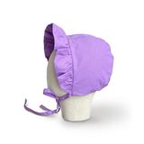 Lila Renk Siperli Bağcıklı Poplin Bebek Şapkası (3-6 Ay)