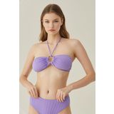 Lila Reps Boyundan Bağlamalı Tek Üst Bikini