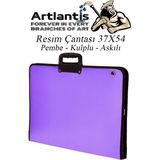 Lila Resim Çantası Fermuarlı Kulplu 37X54 cm 1 Adet Teknik Resim Dosya Çantası 35X50 cm Askılı Proje Çantası Okul Sınıf - 35x50cm - Standart