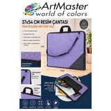 Lila Resim Çantası Kumaş 37X54 Cm 1 Adet Teknik Resim Dosya Çantası 35X50 Cm Askılı Bez Proje Çantası Fermuarlı Okul