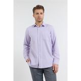 Lila Sert Yaka Uzun Kol Cepli Comfort Fit Pamuklu Gömlek 1004255285
