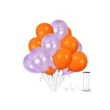 Lila-Turuncu Metalik Balon 50 Adet+ 5 mt balon zinciri