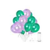 Lila-Yeşil Metalik Balon 70 Adet+ 5 mt balon zinciri