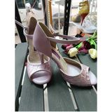 Lila Yıldız Tozu Dokulu Tango, Dans Ve Salon Ayakkabısı 9,5 Cm 15 Pont Koni Model Topuk Kapalı