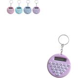Lila Yuvarlak Mini 8 Haneli Hesap Makinesi Anahtarlık (1 Adet) (Ebat: 5 cm x 5 Cm)