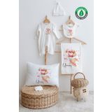 Lilabio %100 Organik İsme Özel İsimli 6lı Hastane Çıkışı Tulum Set Kalpli Tavşan