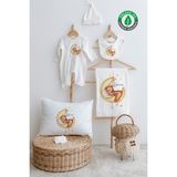 Lilabio %100 Organik Isme Özel Isimli 6lı Hastane Çıkışı Tulum Set Yastıklı Ayıcık - Ekru