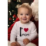 Lilabio %100 Organik Pamuk Uzun Kollu Bebek Body I love Mom