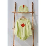 Lilabio %100 Pamuk Civciv Kostüm Body & Şapka Seti – Unisex Bebek Hediye Seti - Yeşil - 6 - 9 Ay