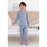 Lilabio %100 Pamuk Desenli Erkek Çocuk Pijama Takımı - Mavi - 5 Yaş