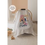 Lilabio %100 Pamuk Isme Özel Çift Katlı Müslin Puset Örtüsü - Minnie Mouse - 001 - Beyaz