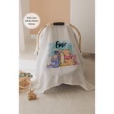 Lilabio %100 Pamuk Isme Özel Çift Katlı Müslin Puset Örtüsü - Winnie The Pooh - 001 - Beyaz