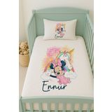 Lilabio %100 Pamuk İsme Özel İsimli 100x150 cm Pike Seti Unicorna Sarılan Minnie