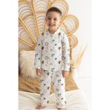 Lilabio %100 Pamuk Pazen Erkek Çocuk Pijama Takımı Animal - Beyaz - 4 Yaş