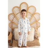 Lilabio Pamuk Pazen Erkek Çocuk Pijama Takımı - 3 Yaş - Beyaz