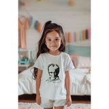 Lilabio Unisex Pamuk Kız Çocuk Atatürk Baskılı Kısa Kollu Tişört - Beyaz - 2 - 3 Yaş