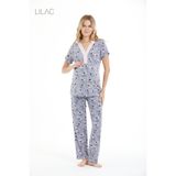 LILAC Hamile & Lohusa V Yaka Düğmeli Pijama Takımı