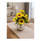 Lilac Home Yapay Çiçek Ara Malzemeli 10 Kafalı Lüx Ayçiçeği Demeti