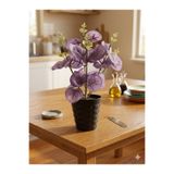 Lilac Home Yapay Çiçek Siyah Saksı İçerisinde Mor Okaliptus