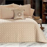 Lilac Nakışlı Çift Kişilik Yatak Örtüsü Seti Capppuccino
