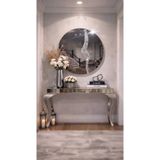 LİLACAM DESİGN Glance Lüks Gümüş Aynalı Dresuar Takımı - Antre Konsolu (110x90x40 cm) GÜMÜŞ SİM