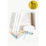 lilafil 5'li Çocuk Ressam Seti - 5 Ad. 20 x 30 cm Önçizimli Tuval, 2 Ad. Fırça, Palet, Boya ve Şövale