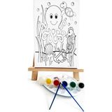 Lilafil Ahtopot Çocuk Ressam Seti 20 x 30 cm Ön Çizimli Tuval 2 Adet Fırça Palet Boyalar ve Şövale