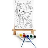 lilafil Gitarist Deniz Kızı Çocuk Ressam Seti - 20 x 30 cm Tuval, 2 Adet Fırça, Palet, Boyalar ve Şövale