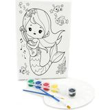 Lilafil Gitarist Deniz Kızı Minik Ressam Seti 20 x 30 cm Önçizimli Tuval 2 Adet Fırça Palet ve Boya