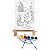 Lilafil Kardan Adam Çocuk Ressam Seti - 20 x 30 cm Önçizimli Tuval, 2 Adet Fırça, Palet, Boyalar ve Şövale