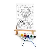 lilafil Kedili Kız Çocuk Ressam Seti - 20 x 30 cm Önçizimli Tuval, 2 Adet Fırça, Palet, Boyalar ve Şövale