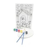 lilafil KÖPEK KULÜBESİ Minik Ressam Seti - 20 x 30 cm Önçizimli Tuval, 2 Adet Fırça, Palet ve Boya