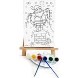 Lilafil Noel Baba Çocuk Ressam Seti 20 x 30 cm Ön Çizimli Tuval 2 Adet Fırça Palet Boyalar ve Şövale