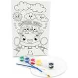 Lilafil Okul Otobüsü Minik Ressam Seti 20 x 30 cm Önçizimli Tuval 2 Adet Fırça Palet ve Boya