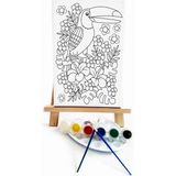 Lilafil Papağan Çocuk Ressam Seti 20 x 30 cm Ön Çizimli Tuval 2 Adet Fırça Palet Boyalar ve Şövale