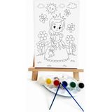 Lilafil Rapunzel Çocuk Ressam Seti 20 x 30 cm Ön Çizimli Tuval 2 Adet Fırça Palet Boyalar ve Şövale