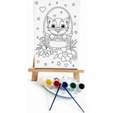 Lilafil Sepetteki Kedi Çocuk Ressam Seti - 20 x 30 cm Önçizimli Tuval, 2 Adt Fırça, Palet, Boyalar ve Şövale