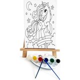 Lilafil Unicorn Çocuk Ressam Seti 20 x 30 cm Ön Çizimli Tuval 2 Adet Fırça Palet Boyalar ve Şövale