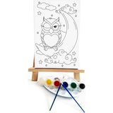 Lilafil Uykucu Baykuş Çocuk Ressam Seti 20 x 30 cm Ön Çizimli Tuval 2 Adet Fırça Palet Boyalar ve Şövale