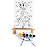 Lilafil Yavru Zürafa Çocuk Ressam Seti - 20 x 30 cm Önçizimli Tuval, 2 Adet Fırça, Palet, Boyalar ve Şövale