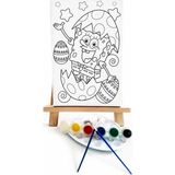 Lilafil Yumurta Bob Çocuk Ressam Seti 20 x 30 cm Ön Çizimli Tuval 2 Adet Fırça Palet Boyalar ve Şövale